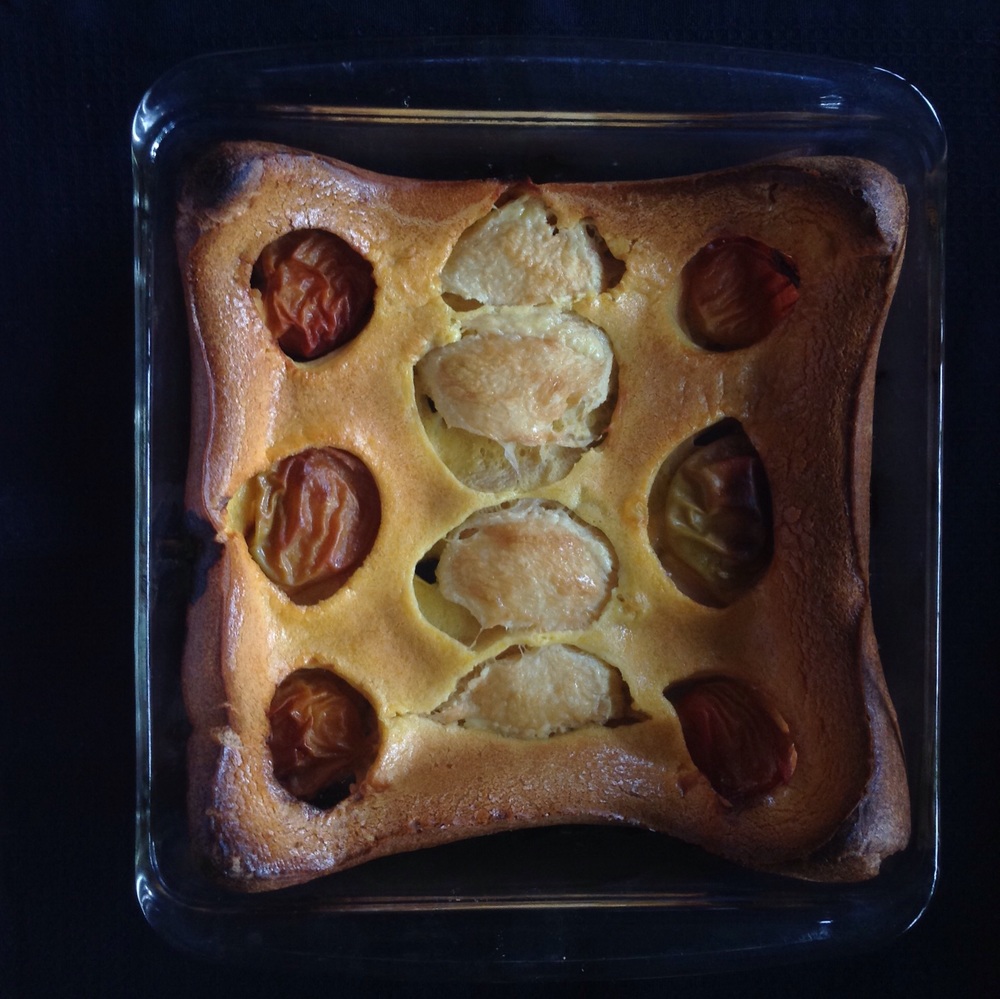  Plum and peaches clafouti for breakfast 